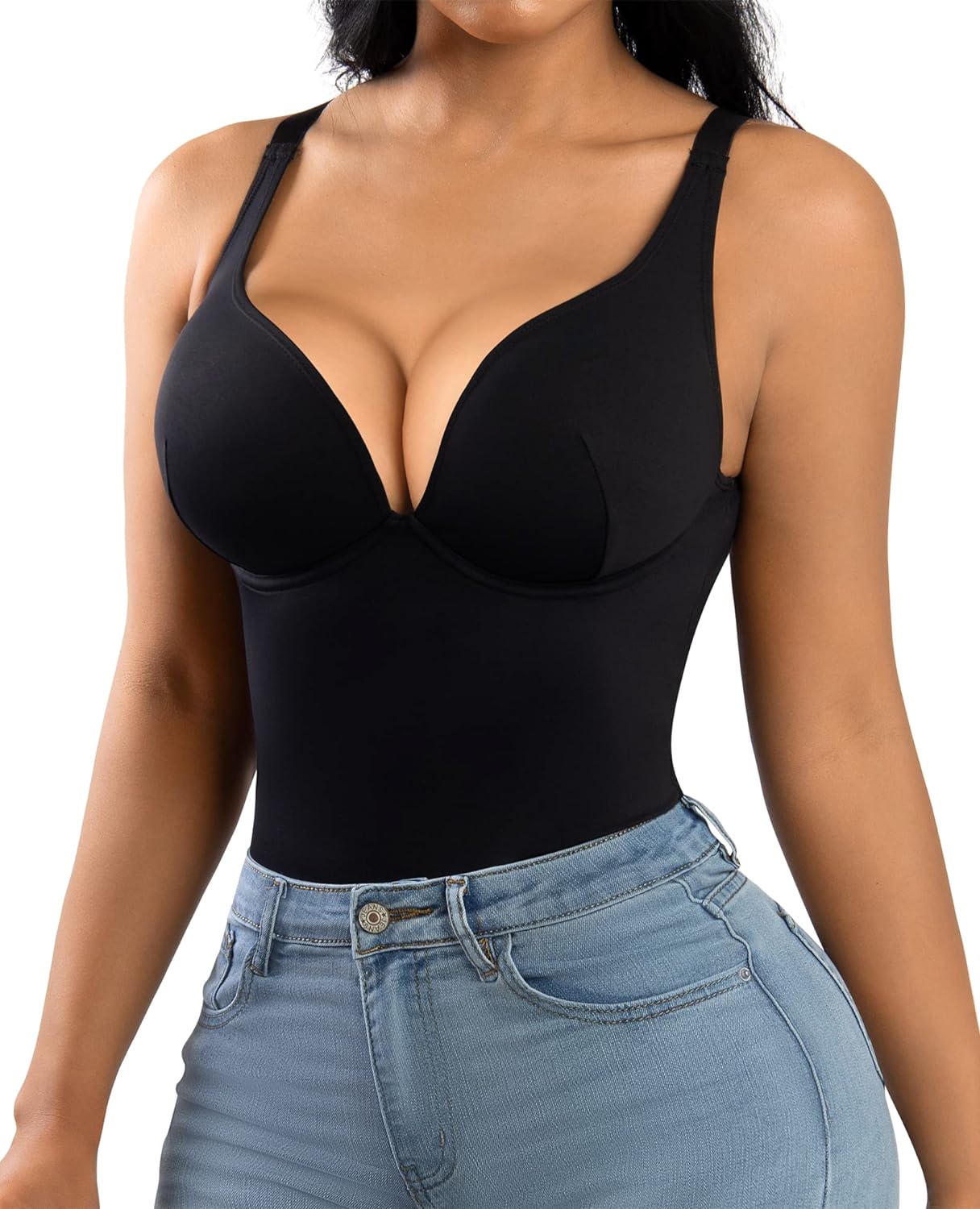 Empovella™ Deep V Shaping Bodysuit – Seamless Fit with Wireless Lift